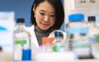 Trainee using state of the art testing equipment.