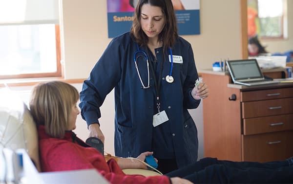 Women giving a donation