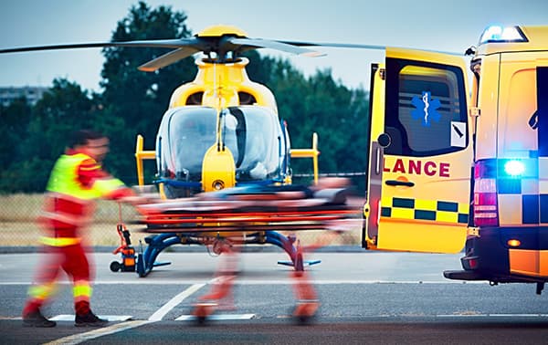Patient being rushed to the hospital