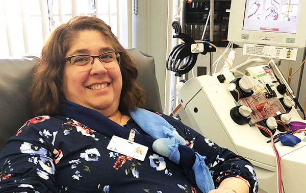 Smiling platelet donor
